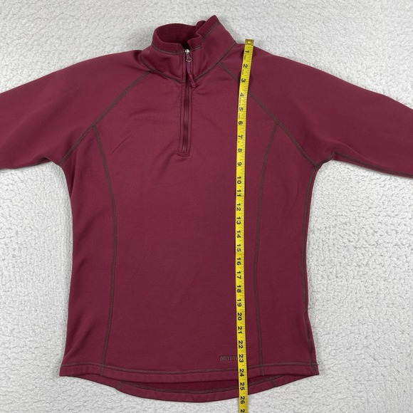 Marmot Pullover Womens Medium Burgundy 1/4 Zip Hiking Outdoors Travel Polartec - Picture 8 of 15